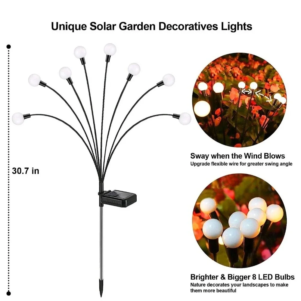 Solar Firefly Light Garden Waterproof Swaying Lamp Outdoor Landscape Lawn‎ #1436